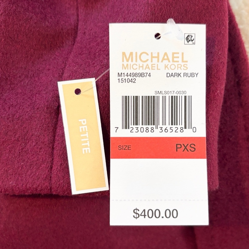 Michael Kors Asymmetrical Belted Wool Coat Ruby Red, SP - Picture 8 of 8